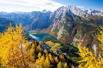 Blick auf den Königssee im Berchtesgadener Land Blick vom Berg Jenner auf den Königssee